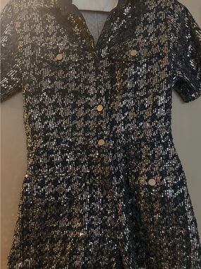 Sequin Black Women's Short Romper